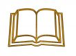 golden 3d at book symbol