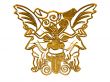 3d gold three head icon.
