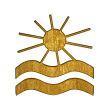 3d golden sun and sea symbol