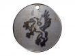 3d monster mythology, in metal medallion on a white isolated background.
