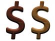 3d wooden dollar mark 