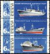 Vessels fishing fleet on post stamp