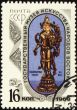 Statuette of Bodhisattva on post stamp