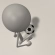 a figure is juggling a football - top view