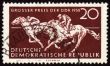 Horse riding sports on post stamp