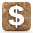Marble dollar mark on a white isolated background. 