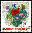 Bouquet of wildflowers on post stamp