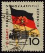 State flag of GDR (East Germany) on post stamp