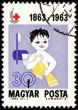 Child with towel on post stamp