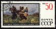 Picture `Duel between Peresvet and Chelubey` by Avilov on post stamp