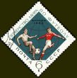 Football players on post stamp