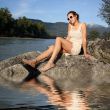 woman on the river