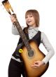 Young girl with guitar sings