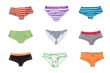 Nine panties on white background