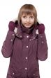 Girl in winter violet hooded jacket