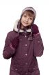 Girl in winter violet hooded jacket with hat