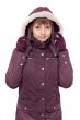 Girl in winter violet hooded jacket