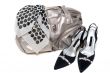 Silvery leather bag and pair of the loafer