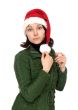 Girl in red cristmas hat