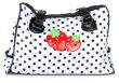 Feminine bag with embroidery in the manner of red strawberries