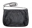 Black leather feminine bag with chain