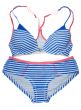 Striped swimsuit with blue line