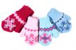 Baby knitted mittens with pattern