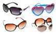 Collage sunglasses on white background