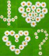 Daisywheels on green background 