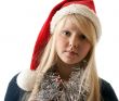 A beautiful young blonde in a Santa hat