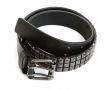 Black leather belt with steel buckle