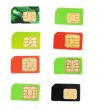 Eight colorful sim card on a white background