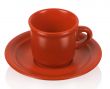 Red cup on a red saucer