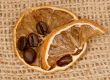lemons and coffee beans on burlap
