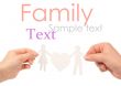 paper family in hands isolated on a white background