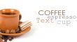 Cup of coffee with ingredients on a white background