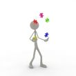 figure juggling with puzzle pieces