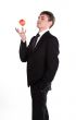 Business man with a red apple
