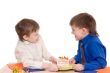 two boys with cake