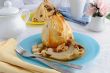 Stuffed with a mixture of nuts and raisins pear in puff pastry