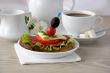 Sandwich with a cup of coffee and milk
