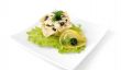 Salad with crab meat in a basket