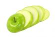 Tasty slices of green apple isolated on a white background