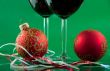 New Year`s still life - glasses of wine and Christmas balls