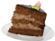 Piece of cake on a plate, isolated on a white background 