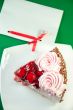 a piece of delicious cake and paper for text