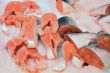 Fresh salmon steaks in the shop