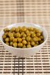 Canned green peas in the salad bowl