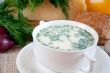 Cheese soup with dill and cereal bread