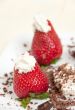 Appetizing fresh strawberries with cream